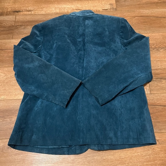 CHARTER CLUB WOMANS TEAL LEATHER JACKET - Picture 7 of 9